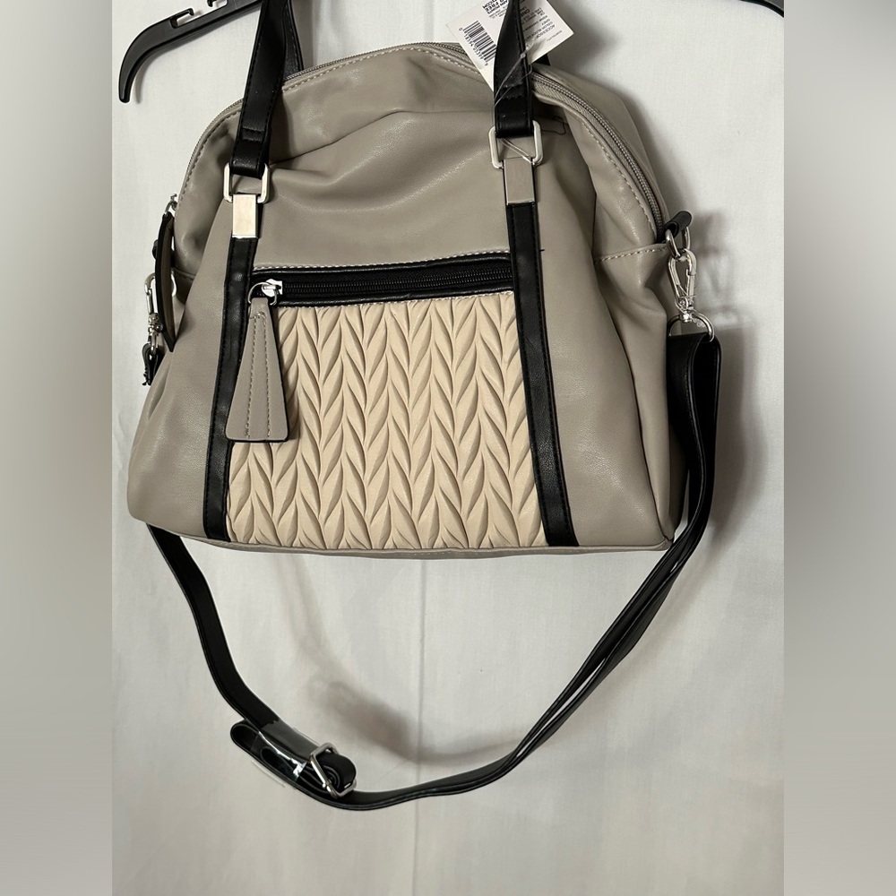 NWT Laura Scott Color Block Satchel Grey Shoulder Handbag